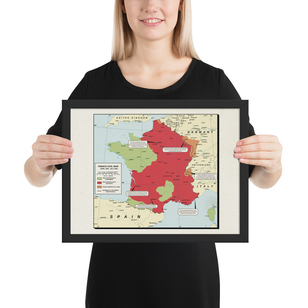 Ruskie Business - The French Syndicalist Revolution Map - Framed