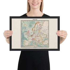 Ruskie Business Europe Map 2022 - Framed (Old Atlas Style)