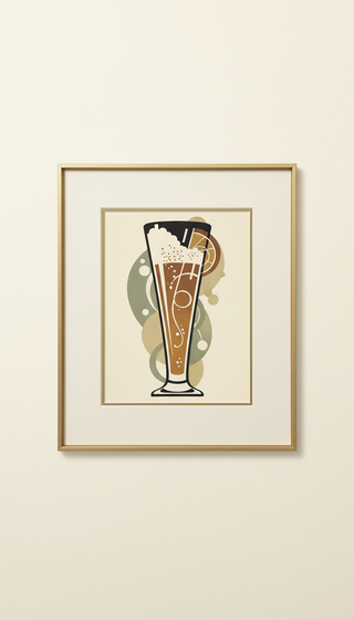 1950s Art Deco Beverage Poster, Matted Frame