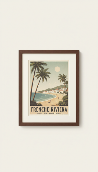 1930s French Riviera Travel Print, Unframed