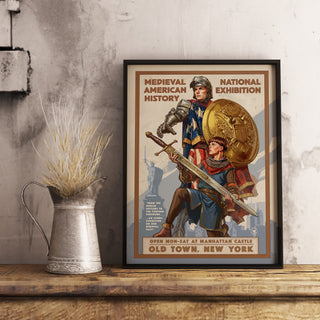Medieval American Museum Poster - Manhattan Castle Exhibition (Framed)