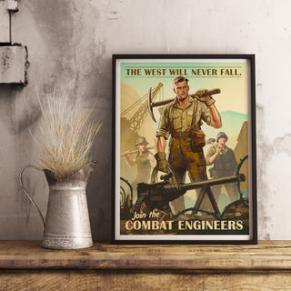 Pacific States Engineer Corps Poster - 'The West Will Never Fall' (Framed)