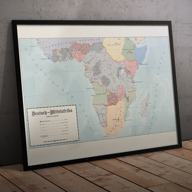 Aidan Maps - Mittelafrika Map - Framed