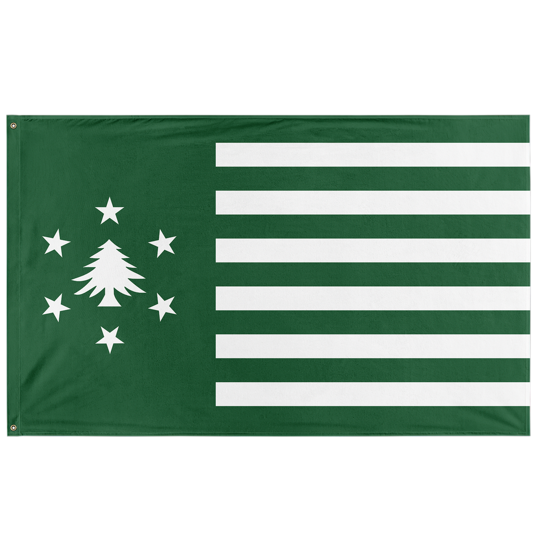New England - Stars and Bars Flag - Green (Single-Sided)