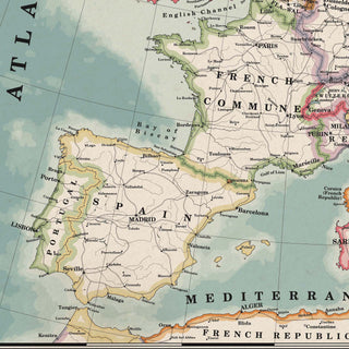 Ruskie Business Europe Map 2022 - Framed (Old Atlas Style)