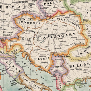 Ruskie Business Europe Map 2022 - Framed (Old Atlas Style)