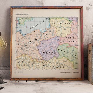 Ruskie Business Maps - Kingdom of Poland - Framed