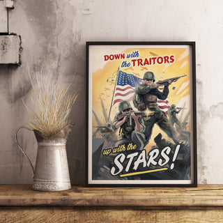 USA Propaganda Poster - Up with the Stars! - Framed