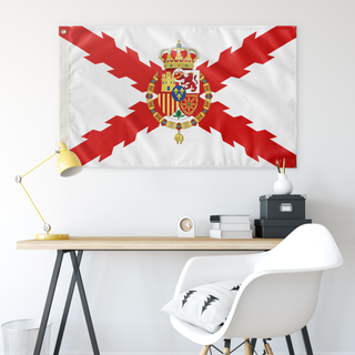 Carlist Spain Flag - Coat of Arms (Single-Sided)