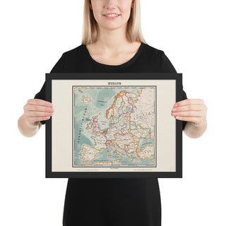 Ruskie Business Europe Map 2022 - Framed (Old Atlas Style)