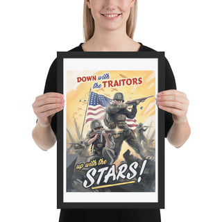 USA Propaganda Poster - Up with the Stars! - Framed