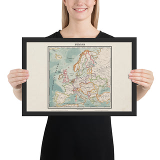 Ruskie Business Europe Map 2022 - Framed (Old Atlas Style)