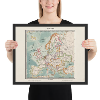 Ruskie Business Europe Map 2022 - Framed (Old Atlas Style)