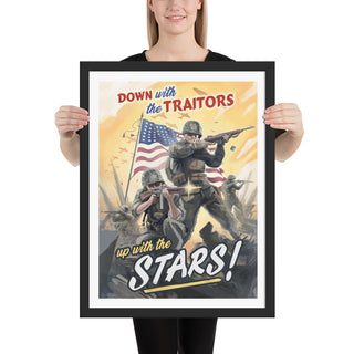 USA Propaganda Poster - Up with the Stars! - Framed