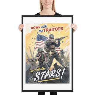 USA Propaganda Poster - Up with the Stars! - Framed