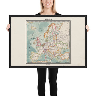 Ruskie Business Europe Map 2022 - Framed (Old Atlas Style)