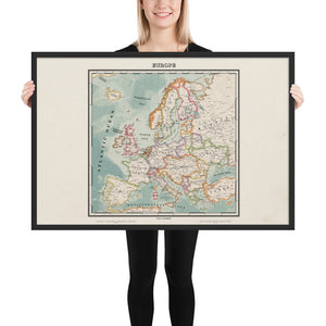 Ruskie Business Europe Map 2022 - Framed (Old Atlas Style)