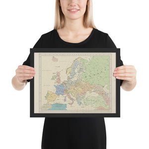 Ruskie Business Europe Map 2021  - Framed (Old Atlas Style)