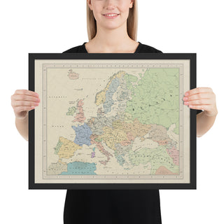 Ruskie Business Europe Map 2021  - Framed (Old Atlas Style)