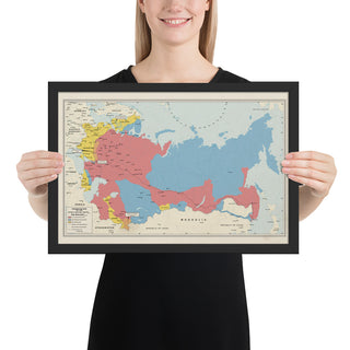 Ruskie Business Russian Civil War Map (Historical) - Framed