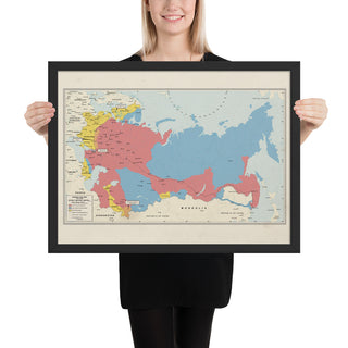 Ruskie Business Russian Civil War Map (Historical) - Framed