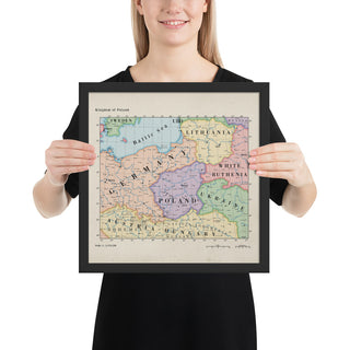 Ruskie Business Maps - Kingdom of Poland - Framed