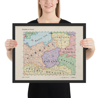 Ruskie Business Maps - Kingdom of Poland - Framed