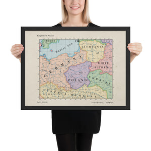 Ruskie Business Maps - Kingdom of Poland - Framed