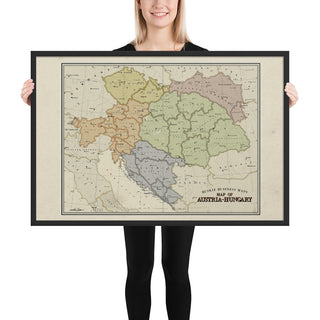 Ruskie Business - Austria-Hungary Map - Framed