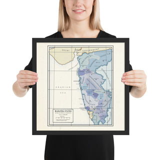 Milites Maps - Maratha States - Framed