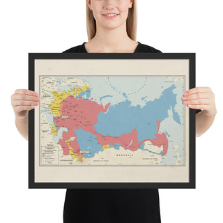 Ruskie Business Russian Civil War Map (Historical) - Framed