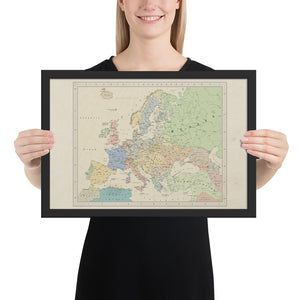 Ruskie Business Europe Map 2021  - Framed (Old Atlas Style)