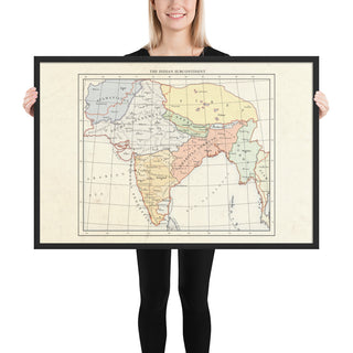 Milites Maps - India - Framed