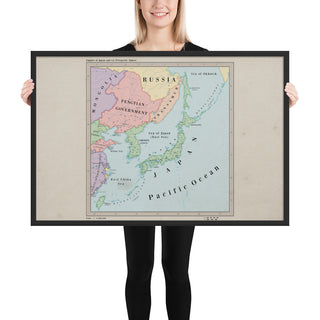 Ruskie Business Maps - the Japanese Empire and Co-Prosperity Sphere - Framed