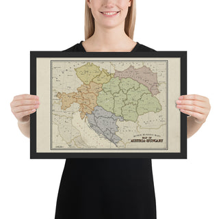 Ruskie Business - Austria-Hungary Map - Framed