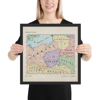 Ruskie Business Maps - Kingdom of Poland - Framed