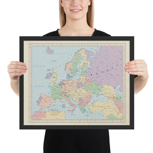 Ruskie Business Europe Map - Framed (Ruskie Style)