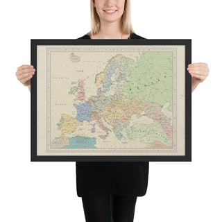 Ruskie Business Europe Map 2021  - Framed (Old Atlas Style)