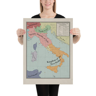 Long Lang Lin Maps - Italy after the Weltkrieg - Poster