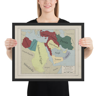 Red Leather Cartography - Ottoman Empire & the Middle-East map - Framed