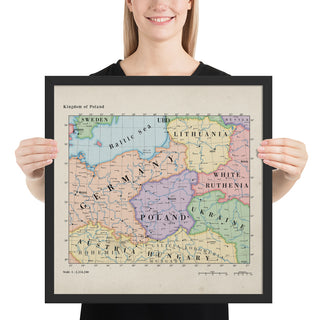 Ruskie Business Maps - Kingdom of Poland - Framed