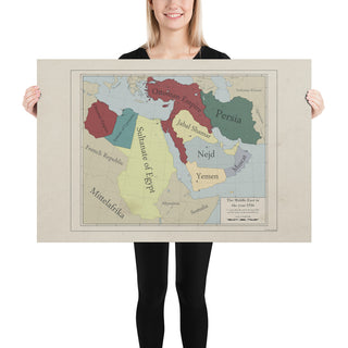 Red Leather Cartography - Ottoman Empire & The Middle-East map - Poster