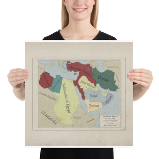 Red Leather Cartography - Ottoman Empire & The Middle-East map - Poster