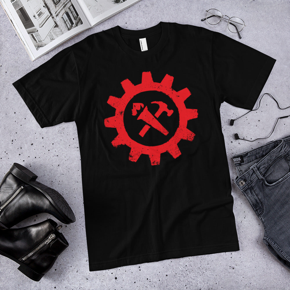 Syndicalist Gear Shirt - Red on Black