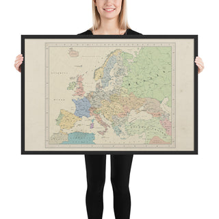 Ruskie Business Europe Map 2021  - Framed (Old Atlas Style)