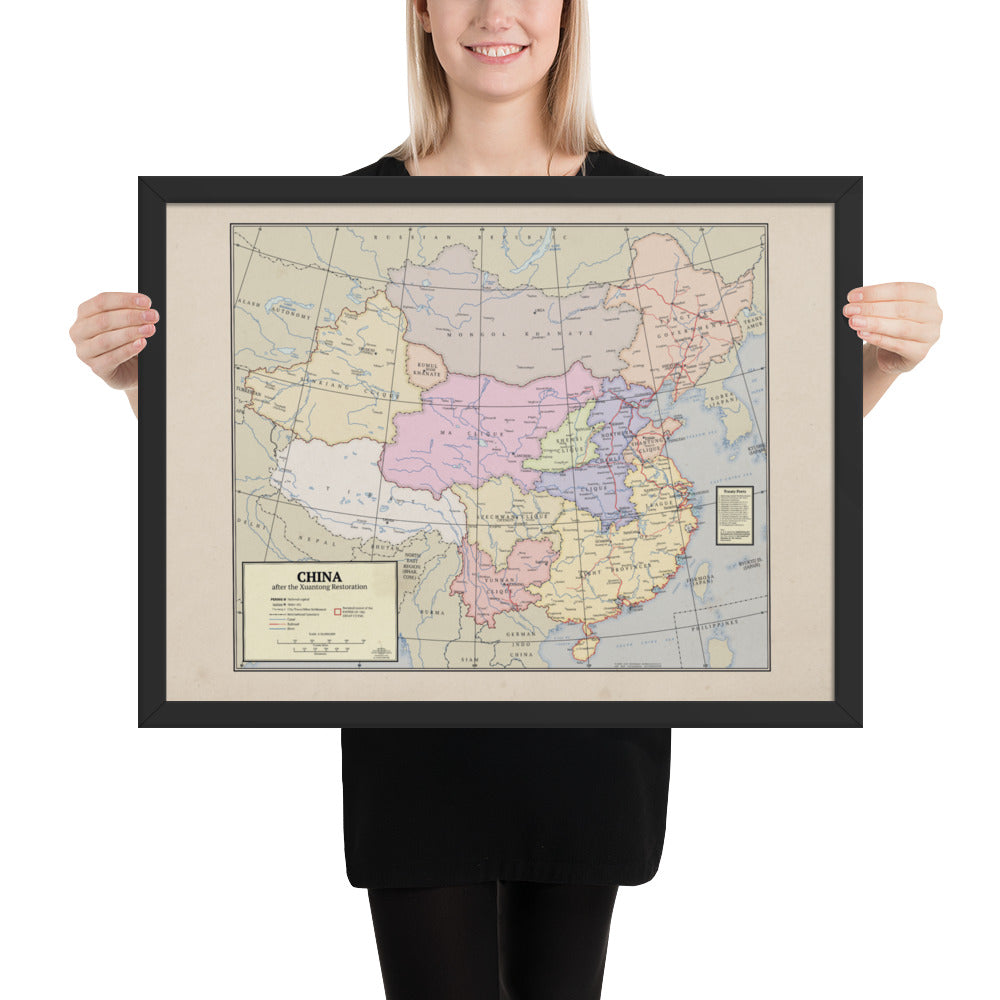 Flamefang Maps - China after the Xuantong Restoration - Framed