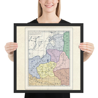 Milites Maps - German Eastern Border - Client States - Framed