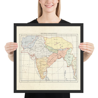 Milites Maps - India - Framed