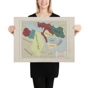 Red Leather Cartography - Ottoman Empire & The Middle-East map - Poster