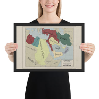 Red Leather Cartography - Ottoman Empire & the Middle-East map - Framed